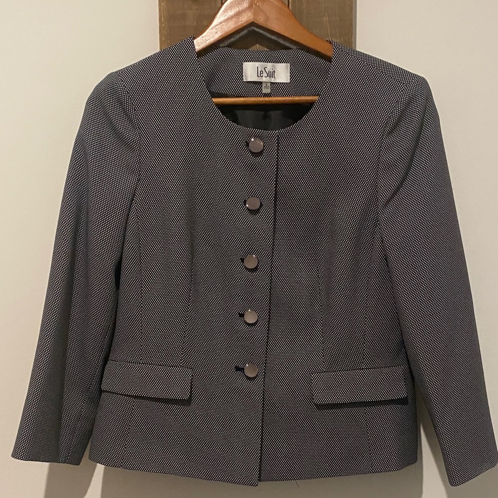 Le Suit Women's Black and White Textured Blazer